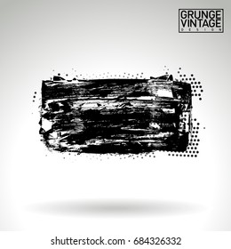Black brush stroke and texture. Grunge vector abstract hand - painted element. Underline and border design.