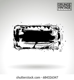 Black brush stroke and texture. Grunge vector abstract hand - painted element. Underline and border design.
