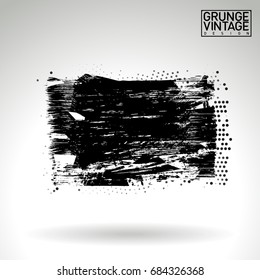 Black brush stroke and texture. Grunge vector abstract hand - painted element. Underline and border design.