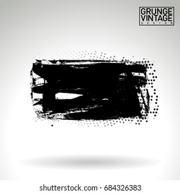 Black brush stroke and texture. Grunge vector abstract hand - painted element. Underline and border design.