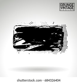 Black brush stroke and texture. Grunge vector abstract hand - painted element. Underline and border design.