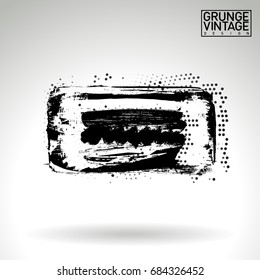 Black brush stroke and texture. Grunge vector abstract hand - painted element. Underline and border design.