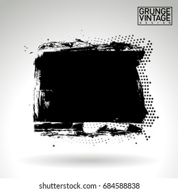 Black brush stroke and texture. Grunge vector abstract hand - painted element. Underline and border design.