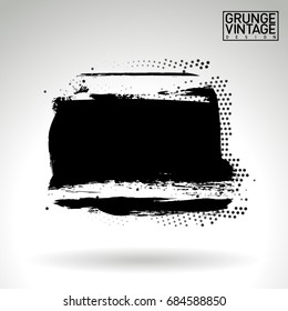 Black brush stroke and texture. Grunge vector abstract hand - painted element. Underline and border design.