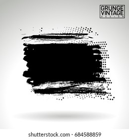 Black brush stroke and texture. Grunge vector abstract hand - painted element. Underline and border design.