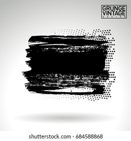 Black brush stroke and texture. Grunge vector abstract hand - painted element. Underline and border design.