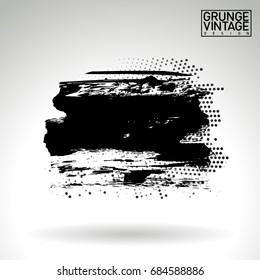 Black brush stroke and texture. Grunge vector abstract hand - painted element. Underline and border design.