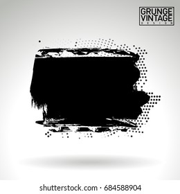 Black brush stroke and texture. Grunge vector abstract hand - painted element. Underline and border design.