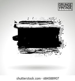 Black brush stroke and texture. Grunge vector abstract hand - painted element. Underline and border design.