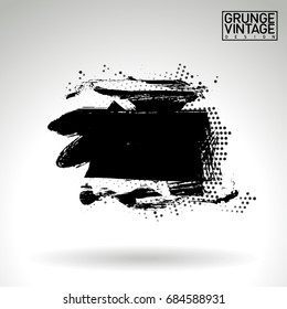 Black brush stroke and texture. Grunge vector abstract hand - painted element. Underline and border design.