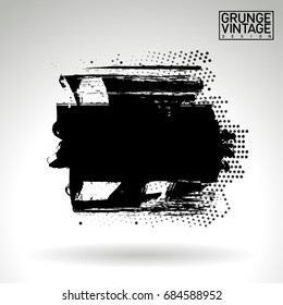 Black brush stroke and texture. Grunge vector abstract hand - painted element. Underline and border design.