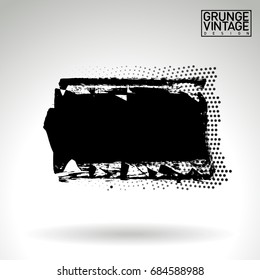 Black brush stroke and texture. Grunge vector abstract hand - painted element. Underline and border design.
