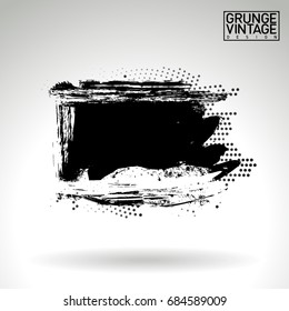 Black brush stroke and texture. Grunge vector abstract hand - painted element. Underline and border design.