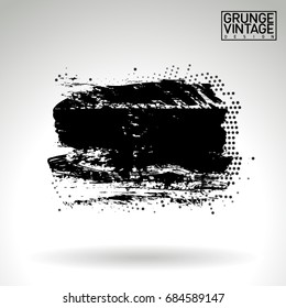 Black brush stroke and texture. Grunge vector abstract hand - painted element. Underline and border design.