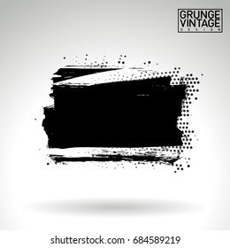 Black brush stroke and texture. Grunge vector abstract hand - painted element. Underline and border design.
