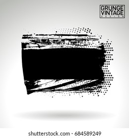 Black brush stroke and texture. Grunge vector abstract hand - painted element. Underline and border design.
