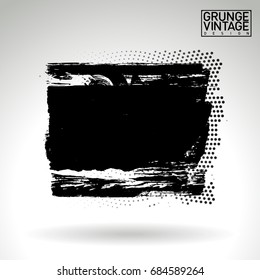 Black brush stroke and texture. Grunge vector abstract hand - painted element. Underline and border design.