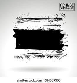 Black brush stroke and texture. Grunge vector abstract hand - painted element. Underline and border design.