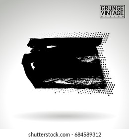 Black brush stroke and texture. Grunge vector abstract hand - painted element. Underline and border design.