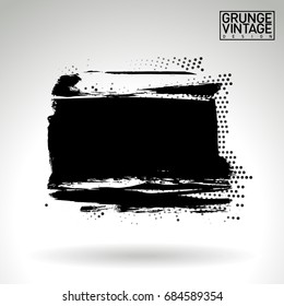Black brush stroke and texture. Grunge vector abstract hand - painted element. Underline and border design.