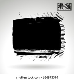 Black brush stroke and texture. Grunge vector abstract hand - painted element. Underline and border design.
