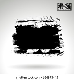 Black brush stroke and texture. Grunge vector abstract hand - painted element. Underline and border design.