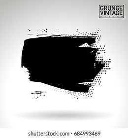 Black brush stroke and texture. Grunge vector abstract hand - painted element. Underline and border design.