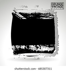 Black brush stroke and texture. Grunge vector abstract hand - painted element. Underline and border design.