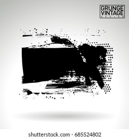 Black brush stroke and texture. Grunge vector abstract hand - painted element. Underline and border design.