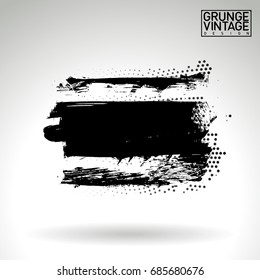 Black brush stroke and texture. Grunge vector abstract hand - painted element. Underline and border design.