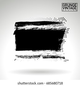 Black brush stroke and texture. Grunge vector abstract hand - painted element. Underline and border design.