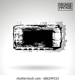 Black brush stroke and texture. Grunge vector abstract hand - painted element. Underline and border design.