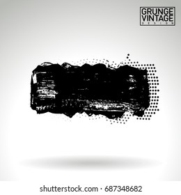 Black brush stroke and texture. Grunge vector abstract hand - painted element. Underline and border design.