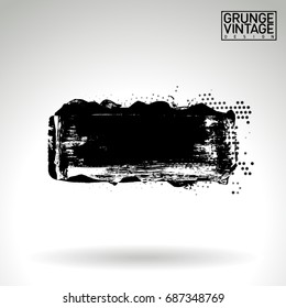 Black brush stroke and texture. Grunge vector abstract hand - painted element. Underline and border design.