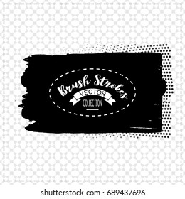 Black brush stroke and texture. Grunge vector abstract hand - painted element. Underline and border design.