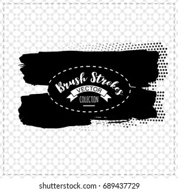 Black brush stroke and texture. Grunge vector abstract hand - painted element. Underline and border design.