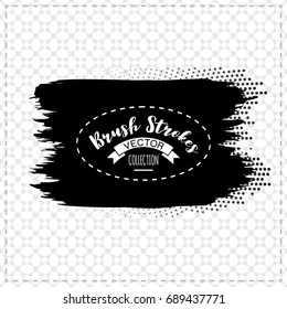 Black brush stroke and texture. Grunge vector abstract hand - painted element. Underline and border design.