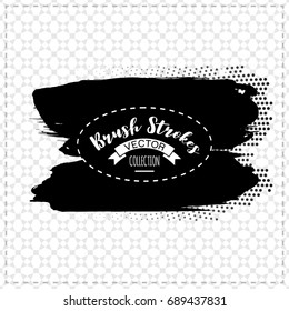 Black brush stroke and texture. Grunge vector abstract hand - painted element. Underline and border design.