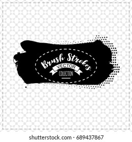 Black brush stroke and texture. Grunge vector abstract hand - painted element. Underline and border design.