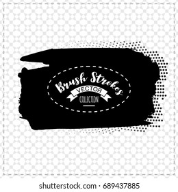 Black brush stroke and texture. Grunge vector abstract hand - painted element. Underline and border design.