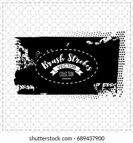 Black brush stroke and texture. Grunge vector abstract hand - painted element. Underline and border design.