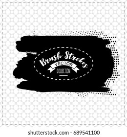 Black brush stroke and texture. Grunge vector abstract hand - painted element. Underline and border design.