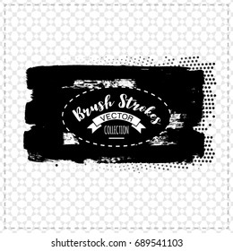 Black brush stroke and texture. Grunge vector abstract hand - painted element. Underline and border design.