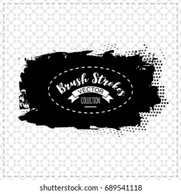 Black brush stroke and texture. Grunge vector abstract hand - painted element. Underline and border design.