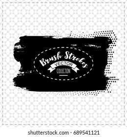 Black brush stroke and texture. Grunge vector abstract hand - painted element. Underline and border design.