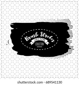 Black brush stroke and texture. Grunge vector abstract hand - painted element. Underline and border design.