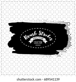 Black brush stroke and texture. Grunge vector abstract hand - painted element. Underline and border design.