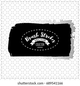 Black brush stroke and texture. Grunge vector abstract hand - painted element. Underline and border design.