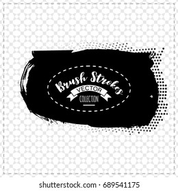 Black brush stroke and texture. Grunge vector abstract hand - painted element. Underline and border design.