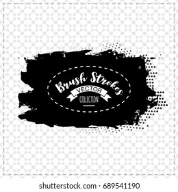Black brush stroke and texture. Grunge vector abstract hand - painted element. Underline and border design.